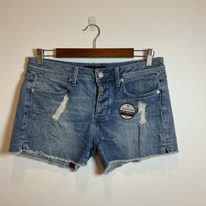Juicy Jean Couture Denim Shorts Womens 27 Blue Excellent High Rise Distressed